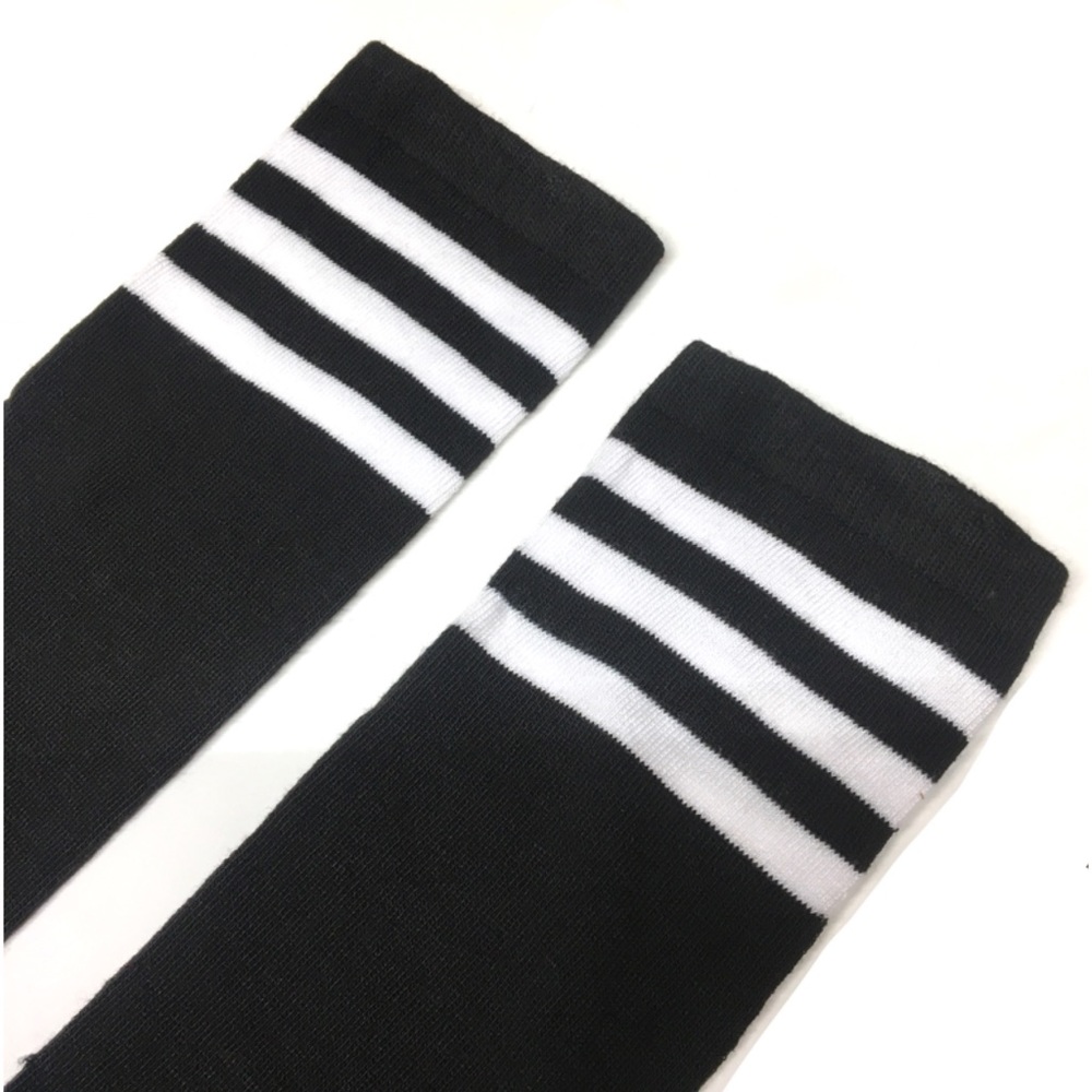 ❤️SOLD❤️ Black White Striped Thigh High Over The Knee Socks - Picture 6 of 15